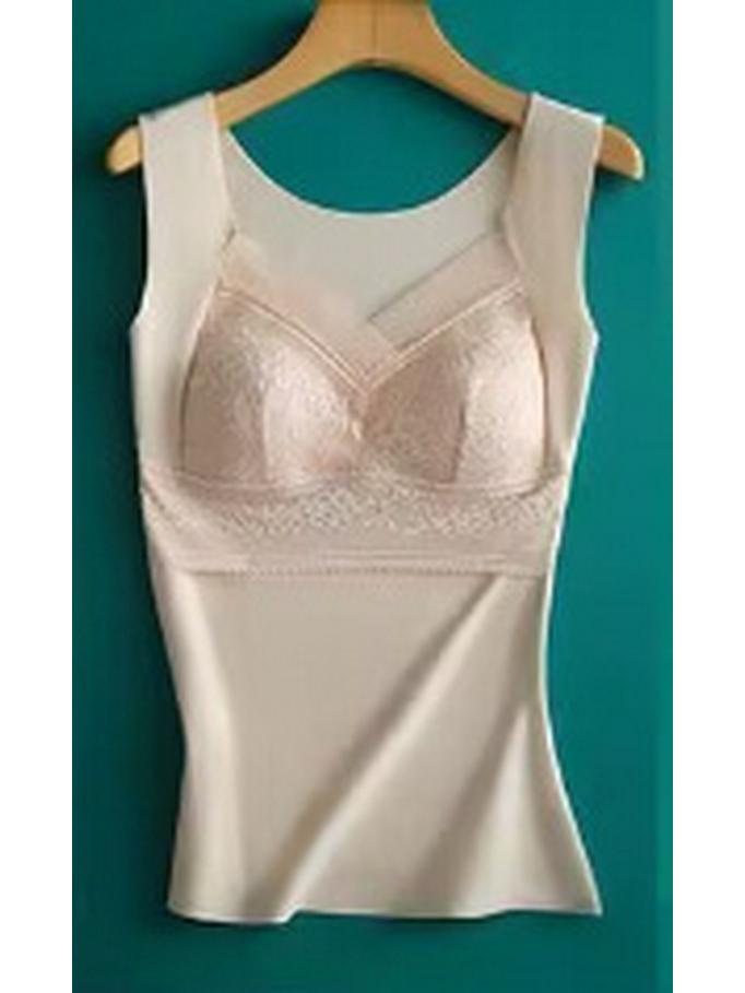 Damen Doppelseitig Gebürstete Thermoweste mit Brustpolster, Schlankmachende und Wärmeerzeugende Basisschicht für Herbst/Winter