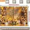 2D Birthday Photography Backdrop Yellow Background with Sunflowers, Butterflies and Balloons