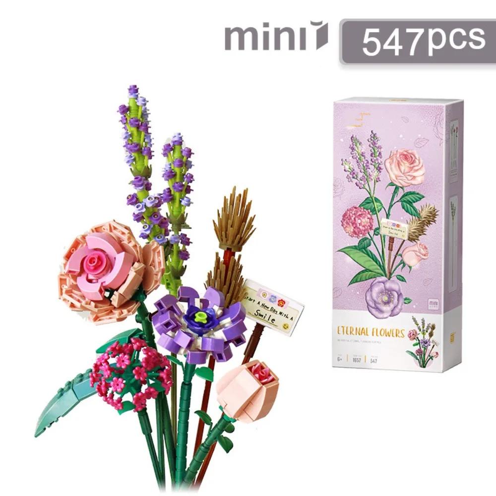 Romantic Rose Flowers Bouquet Building Blocks Sunflower Model Bricks Creative Desktop Decoration Kid Diy Toy Girl Birthday Gifts