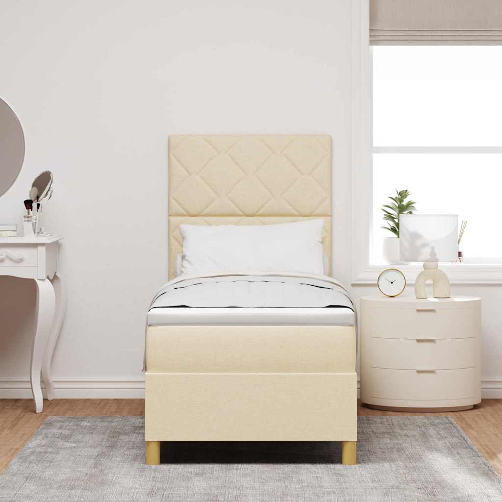 Boxspring bed with headboard Cream 80 x 200 cm Fabric