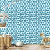 Wallpaper Geometric Pattern Turquoise and White for Living Room and Bedroom 50x1000