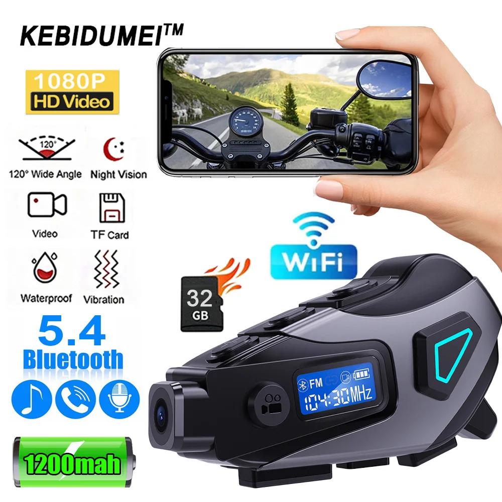 1080P HD Video Dashcam Wide-angle Lens FM+Bluetooth Motorcycle Helmet Headset Wireless Camera Waterproof Motorbike Recorder