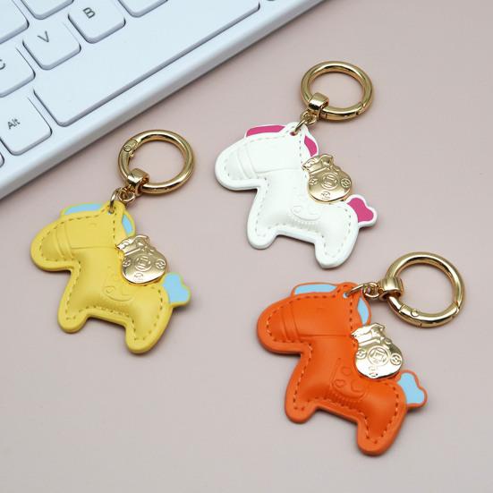 Horse Keychain Imitation Leather Cartoon Design Year of Horse Key Chain Bags Phones Cars Versatile Accessories