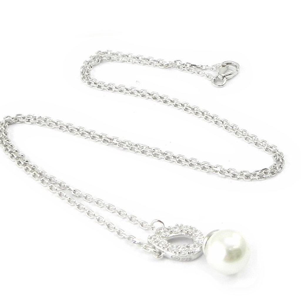 Les Trésors De Lily [I1146] - Collier Argent 'Catherine' Blanc argenté (rhodié) - 20x7 mm