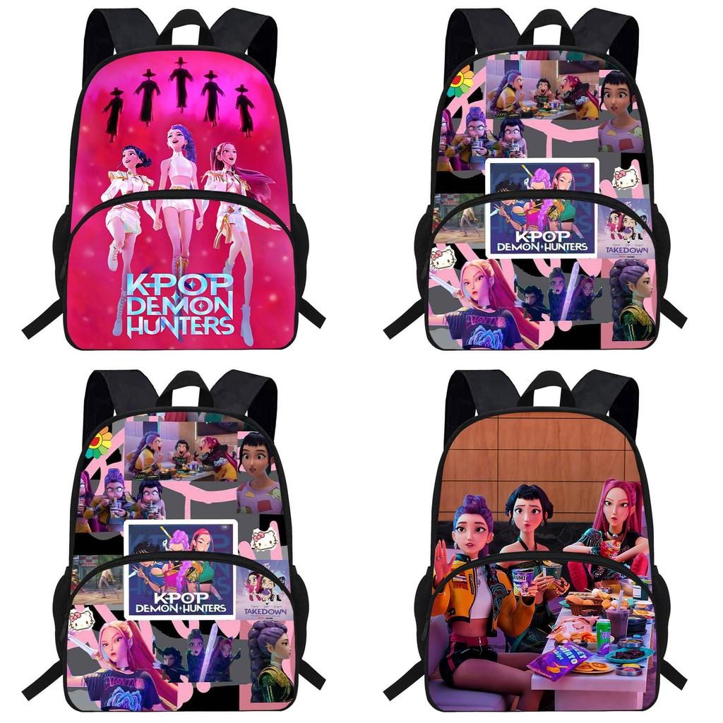 Kpop Demon Hunters Cartoon School Backpack With Durable Oxford Material And Antishock Design For Elementary Students