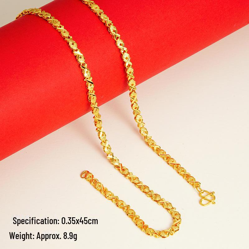 Elegant Sand Gold Clavicle Pendant Necklace for Women - High-End Imitation Gold Chain 