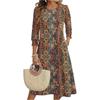 Women's Fashion Pocket Half Sleeve Floral Mid,length Casual Dress