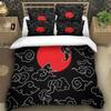 Anime Red Sun Bedding Set 140x200cm With 1 Pillowcase Black Red Pattern Teen Room Dorm Student Gift Duvet