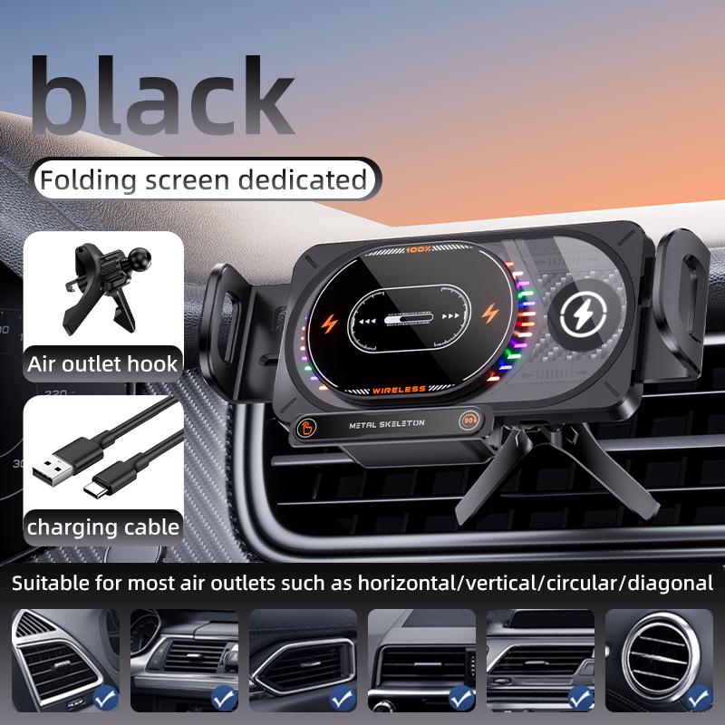 Car Foldable Phone Holder Vent Wireless Charging Car Universal Phone Mount for Samsung Xiaomi Z Fold Electric Rotation Charger