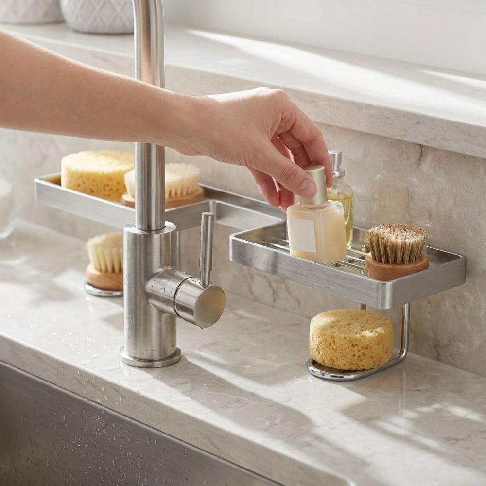 Anti Slip Sink Storage Rack Hollow Out Faucet Sink Drying Shelf Water Drainage Holder Household