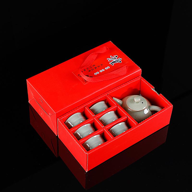 Travel Tea Set Ceramic Express Portable One Pot Three Cups Business Gifts Holiday Souvenir