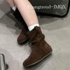 Retro Lazy Wind Boots Pile Boots Women's Short Boots New Autumn and Winter Women's Frosted Leather Martin Boots