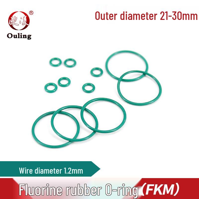 Green FKM O-Ring, OD 21-30mm, 1.2mm Cross-Section Outer Diameter 21mm (5 pcs) Green FKM O-ring