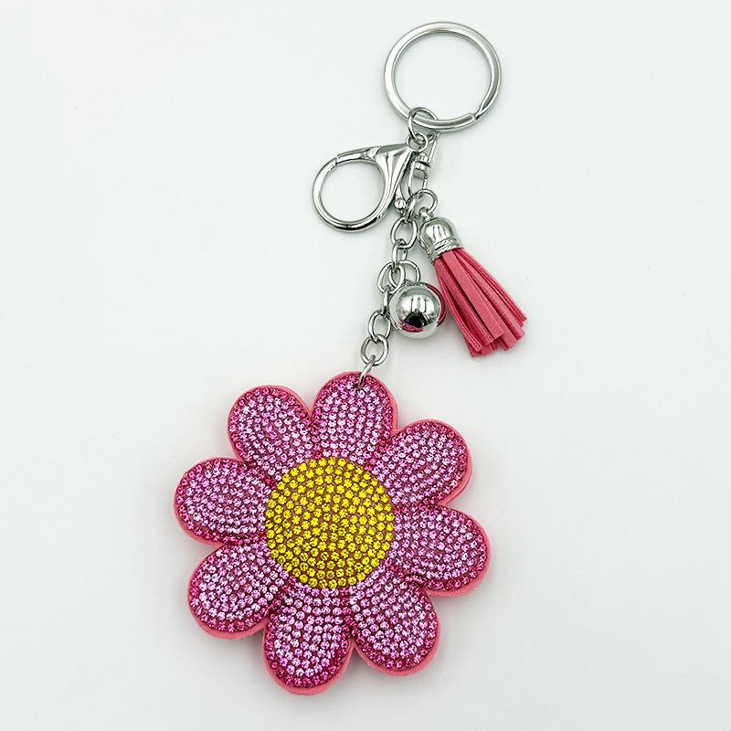 Creative Cute Rhinestone Chrysanthemum Flower Keychain Pendant - Small Gift розовый