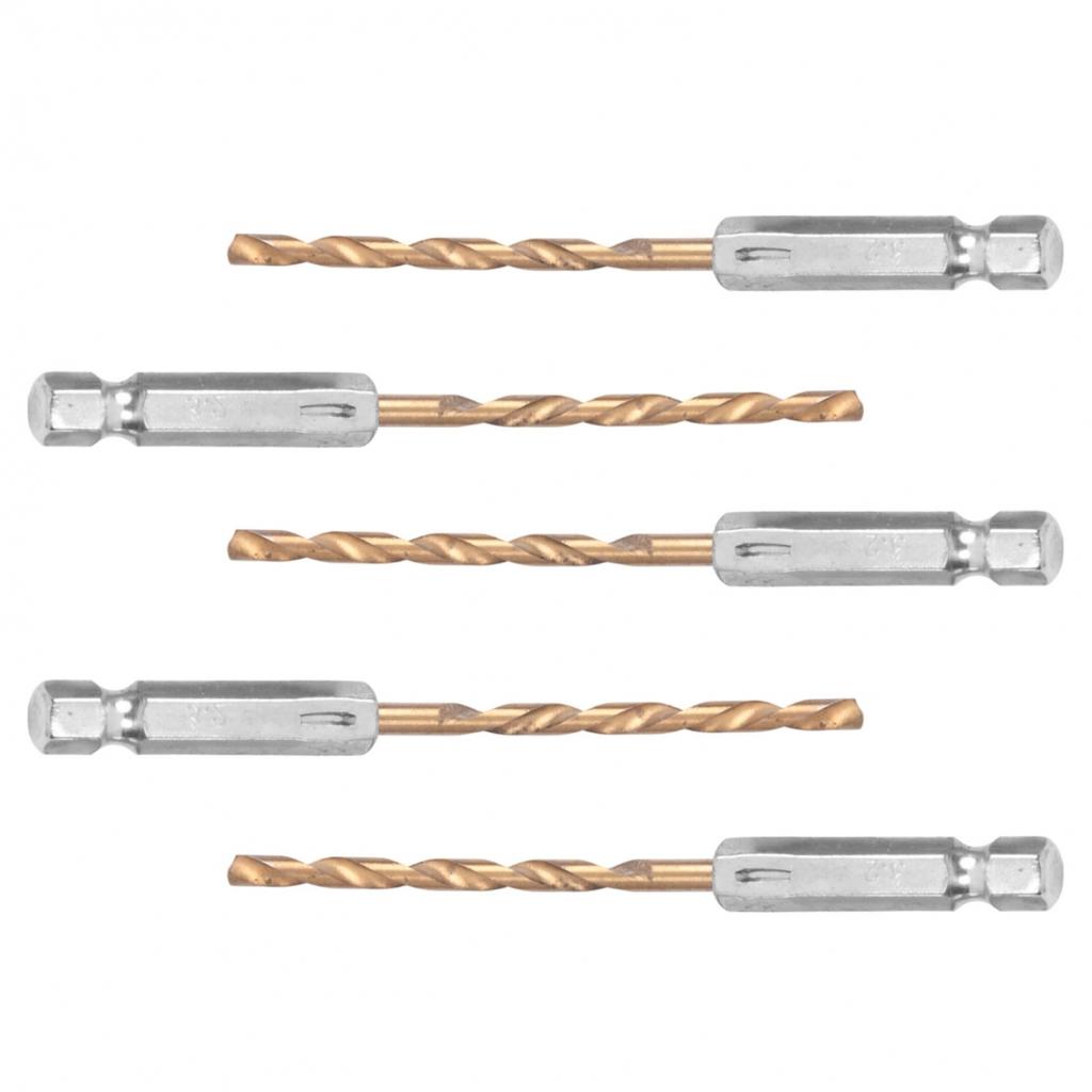 1/4 Inch Hex Shank Drill Bits 5pcs HSS Set 1 5 6 5mm Reliable Performance