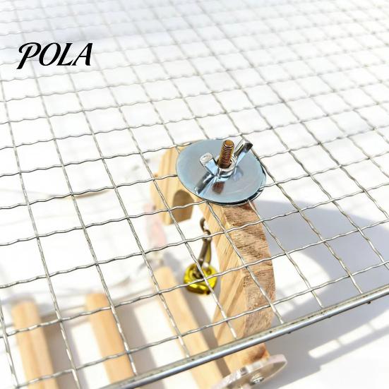 Sturdy Parrot Swing Toy, Bird Cage Perch, 5 Wooden Perch Poles, Acrylic Hanging Toy Frame with Bells for Small Medium Parrots Budgies Cockatiels