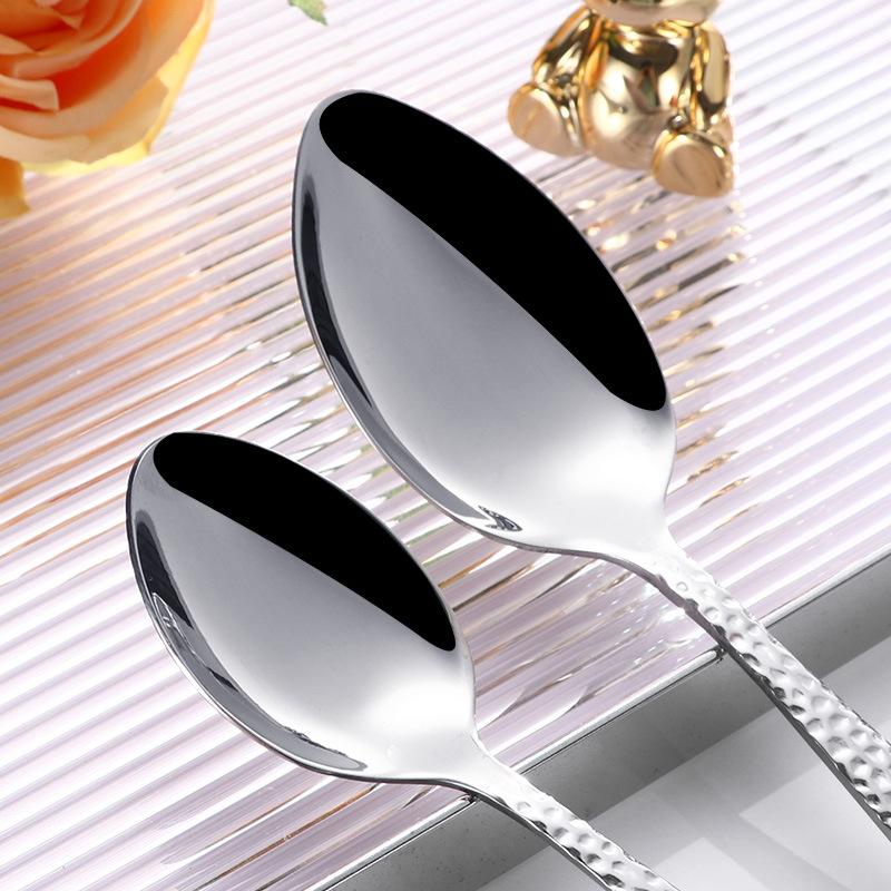 5pcs Hammered Pattern Stainless Steel Cutlery Sets Western Tableware for Restaurant Knife Fork Spoon Teaspoon Teafork Dinner Kit