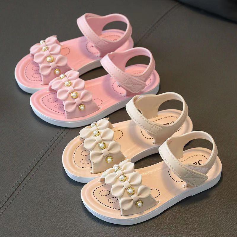 New Summer Fashion Beading Decoration Sandal For Aged 3-7 Girls Children Slippers Soft Non-slip Seabeach Flip Flops Kids Shoes