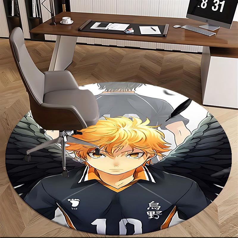 1pc Haikyuu Kageyama Tetsurou Round Carpet - Anime Design Chair Mat, Non-Slip Rug for Office, Home Decor, Living Room