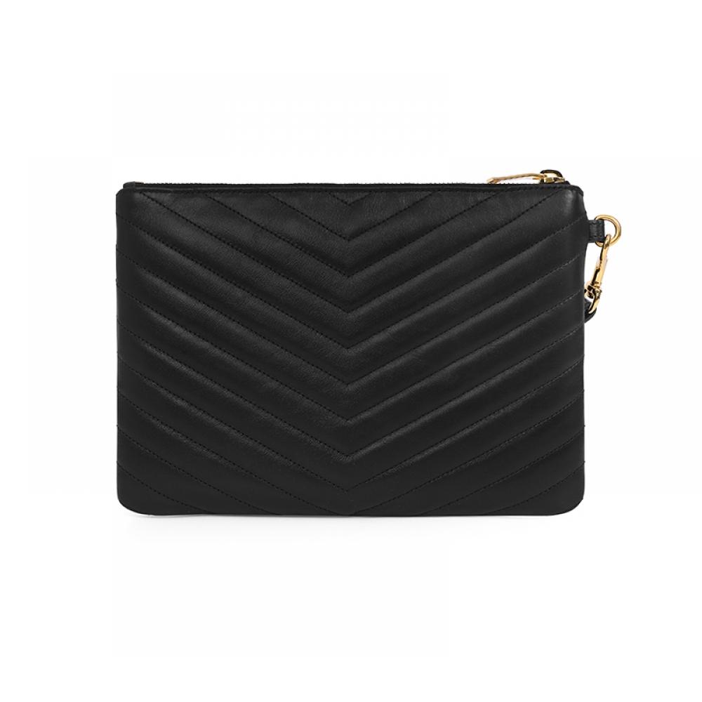 Saint Laurent 379039 Cwu01 1000 Cassandra Monogram Matelass  Gold Small Clutch Bag