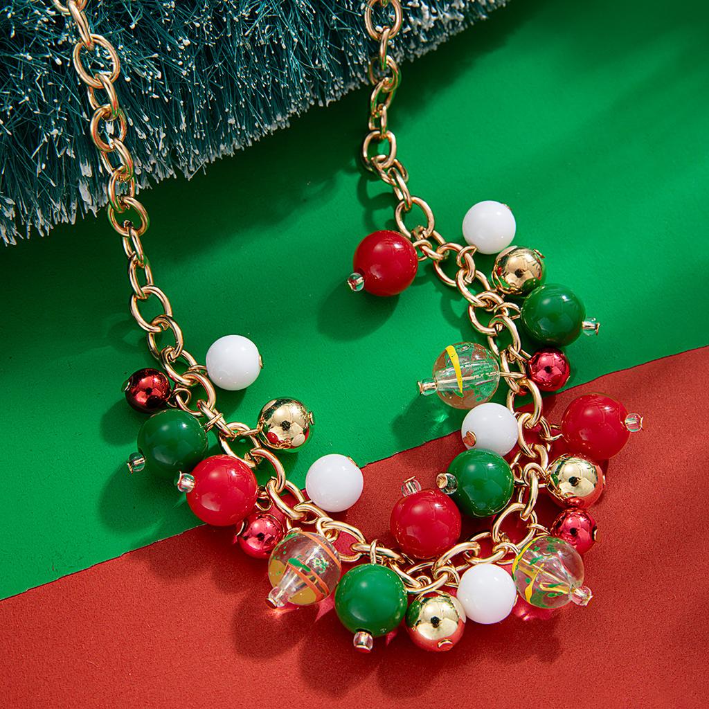 1 Piece of Christmas Bead Necklace with Acrylic Colored Beads Attached To the Neck for Women
