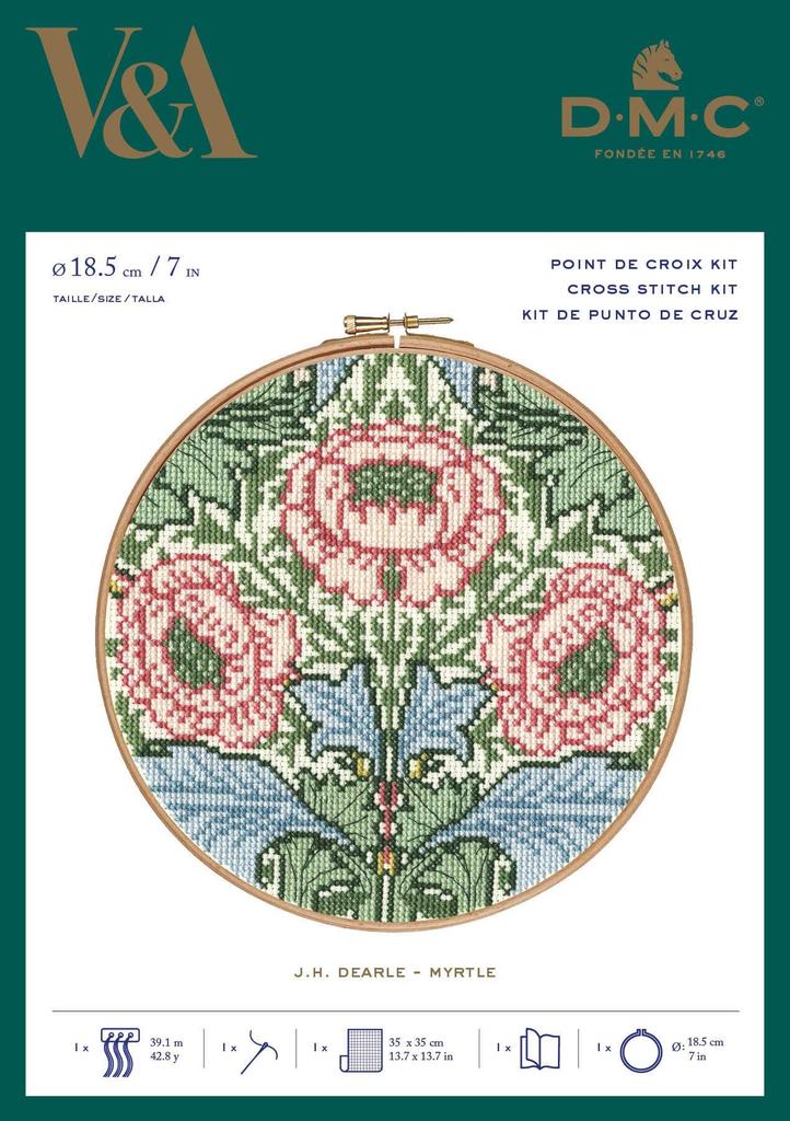 DMC Imported Embroidery Kit Henry Dearle HOOPS Diameter 18cm BL1175 "John myrtle" 77/361-03-230