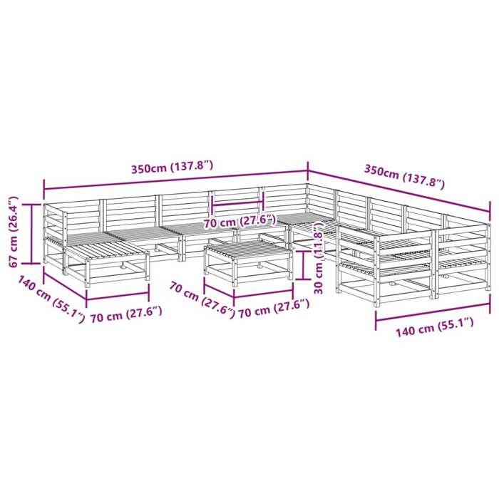 VidaXL Garden Lounge Set 12 Pcs Solid Pine Wood, Outdoor Sofa Set, Garden Sofa Set, Sofa 3299651