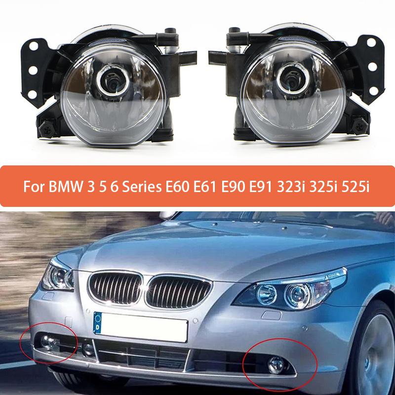 Front Fog Lights Lamp Housing Lens Clear Auto Foglight With Bulbs For BMW 3 5 6 Series E60 E61 E90 E91 323i 325i 525i