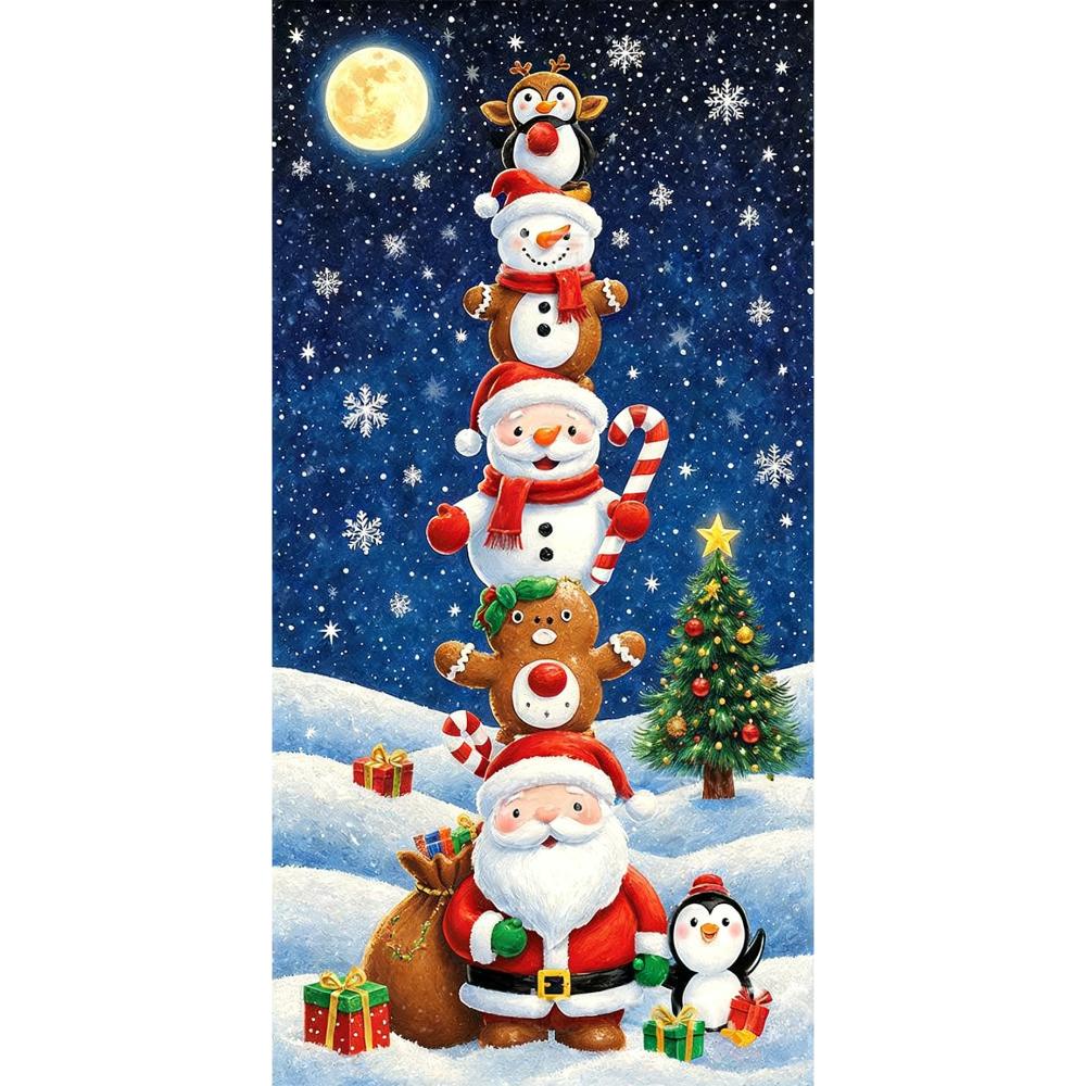Door Hanging Christmas Door Cover Atmosphere Arrangement Background Santa Claus Banner Old Man Snowman Holiday Props