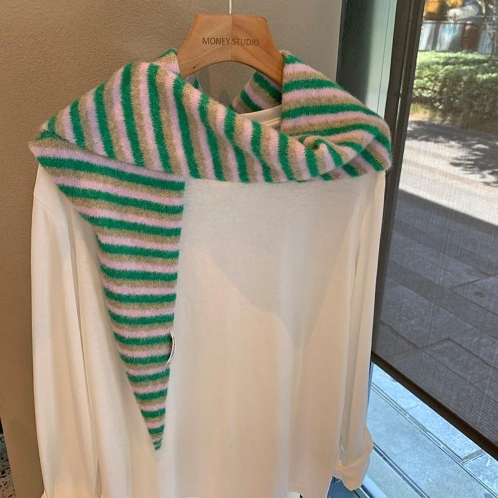 Warm Shawl Scarf Versatile Knitted Scarf Knitted Triangle Hijab Winter Season Women Headscarf