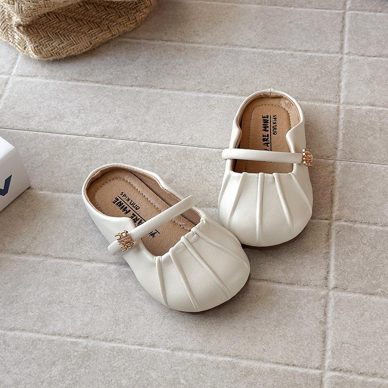 

New Style Girls Shoes - Children s Soft-soled Anti-slip Flip-flops for Wearing Outside 25 бежевий