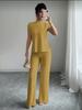 2026 New Style Women's Solid Color Short Sleeve Top & Ribbed Casual Pants Set