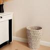 Large Capacity Rattan Waste Bin Handwoven Trash Can With Iron Frame For Kitchen Living Room Office Children Toy Storage