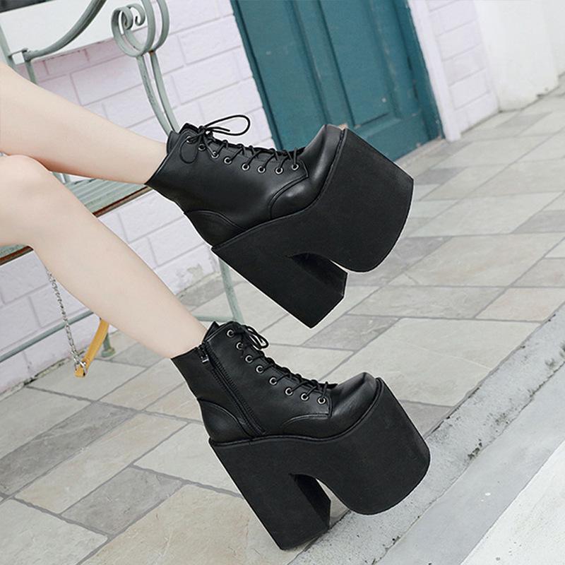 Fashion Nightclub Performance Boots 17CM High Heel Chunky Platform Shoes Unisex Plus Size DJ Party Wear platform shoes