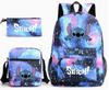 Interstellar Baby Stitch Three-Piece School Bag Cartoon Peripheral Printed Polyester Backpack Student School Bag Leisure Bag