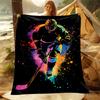 Colorful Illustration of Hockey Player Adult Children Warm Blankets Home Travel Car Soft Comfortable Suitable for All Seasons