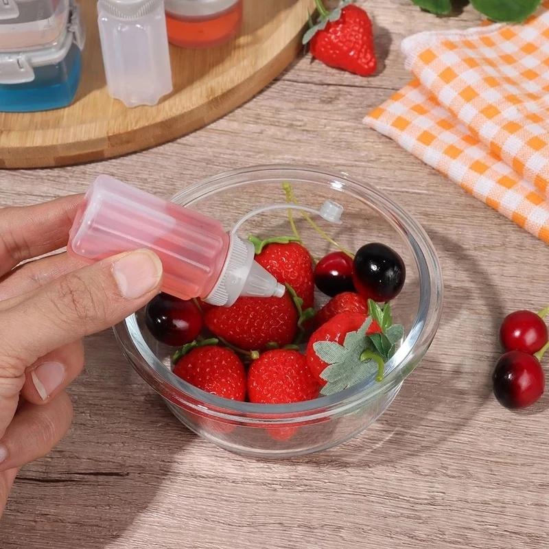 4Pcs/Set Mini Sauce Seasoning Bottle Barbecue Kitchen Portable Transparent Bottle PP Spices With Lid Jar Squeeze