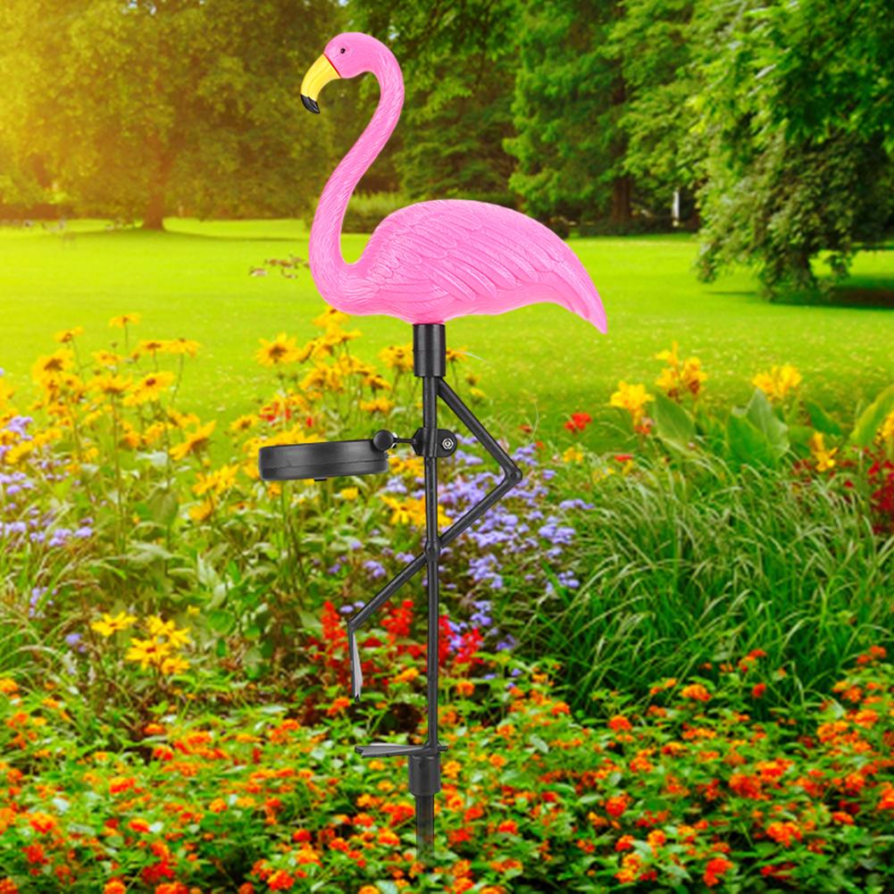 Solor Power Lawn Lamp Pink Bird Flamingo Yard Lighting LED Outdoor Lawn Light 600mAh IP55 Waterproof for Pathway Patio Courtyard