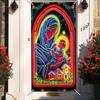 Christmas Front Door Cover 35x71inch Glowing Large Festive Door Covers Holiday Party Banner Decoration For Indoor Outdoor Home