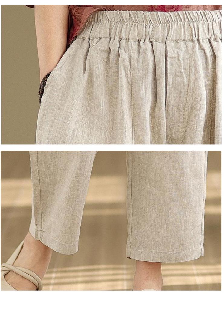 2025 Korean Style Plus Size Slimming Retro Shirt & Casual Cotton-Linen Pants Set for Women