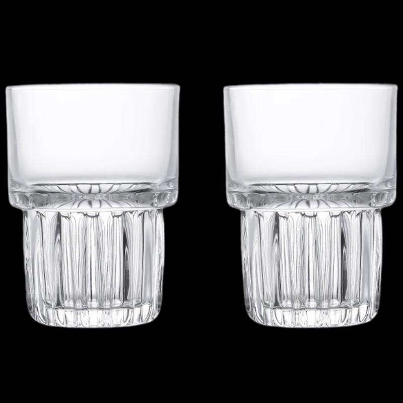 Stackable Striped Glass Coffee & Milk Cups