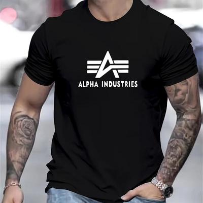 Alpha Industries Logo Print T-Shirt Breathable Cool, Comfortable Wear,Daily Casua
