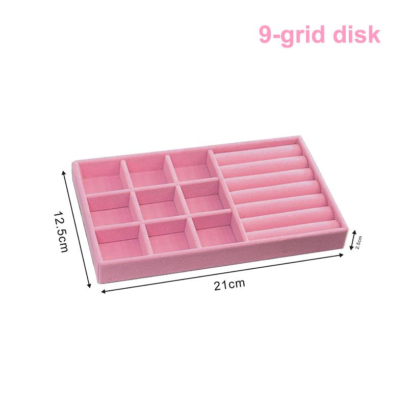 Flockovaný šperkovnicový displejový podnosový stojan Více stylů pro náhrdelník, náramek, náušnice, prsten Organizér Box