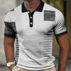 New Men's Polo Shirt Striped Pattern Short Sleeved Top with 3D Color Block Printing Casual Golf Harajuku Polo Shirt
