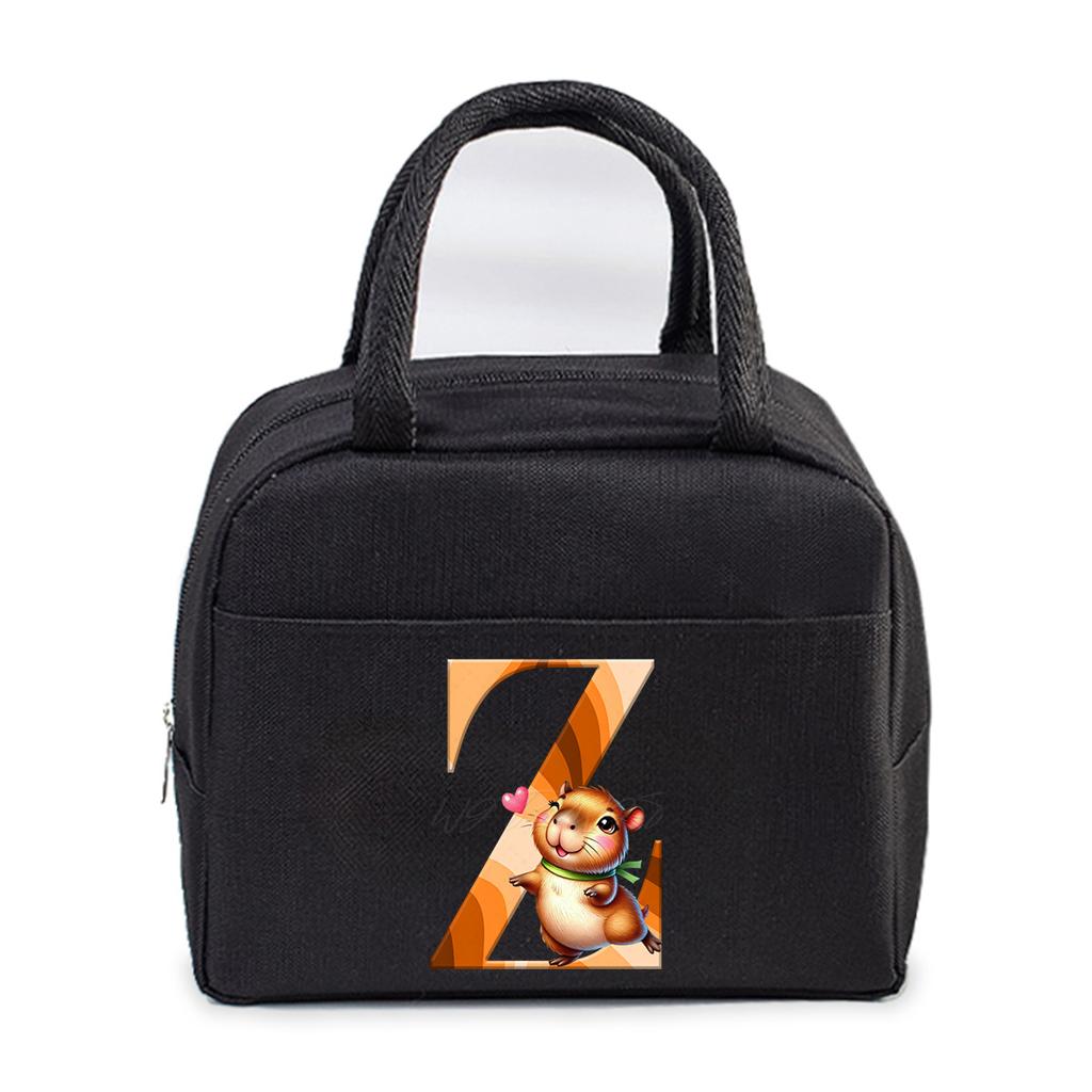 Office worker small portable lunch bag Oxford cloth letter student large portable bento bag