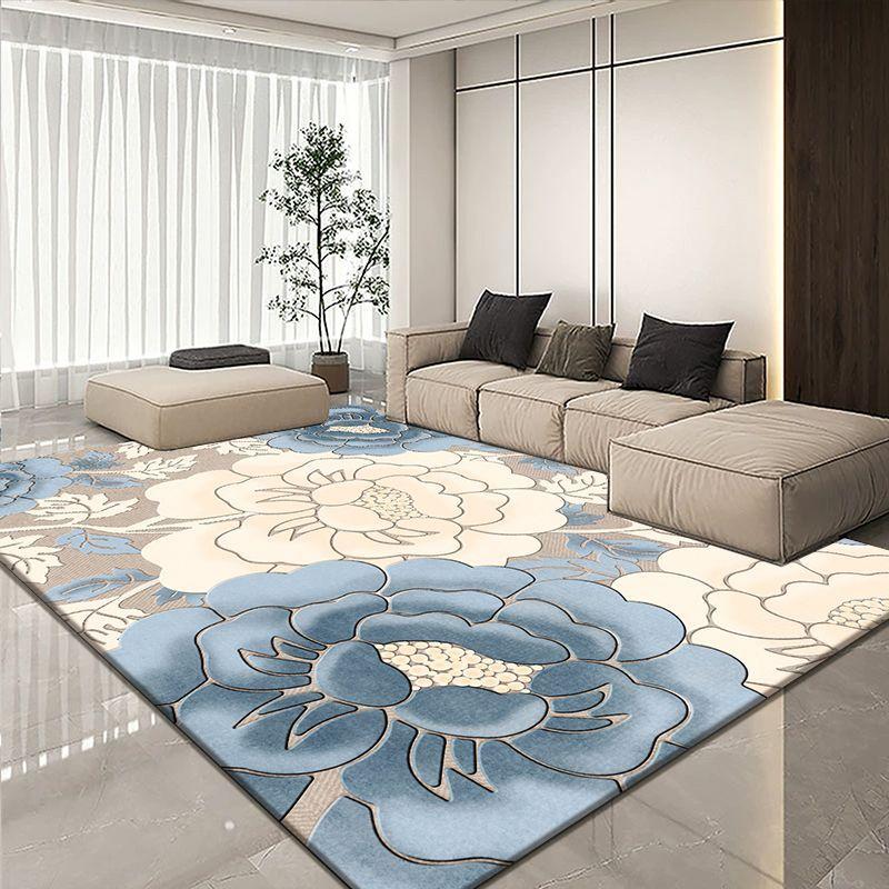 Nordischer Stil Blumendesign Große Größe Schlafzimmer Dekoration Teppich Weich Rutschfest Wohnzimmerteppich Fusselarm Leicht zu Reinigen Sofa Tischmatte