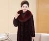 Winter Imitation Mink Coat Women's Imitation Fur Medium and Long Imitation Fox Fur Collar Jacket Large Size Medium and Old Mother Outfit