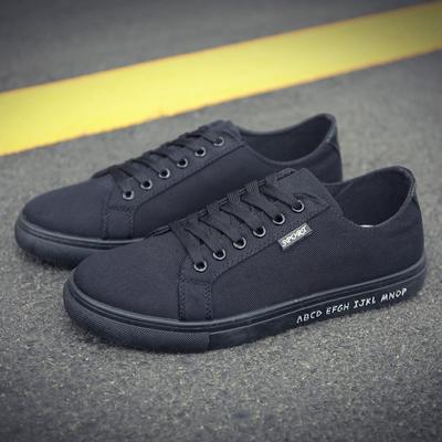 Mode Canvas Sneakers Zwart Heren Ademende Schoenen Coole Jonge Man Schoenen Ademende Stof Heren Casual Schoenen Gevulkaniseerde Platte Schoenen