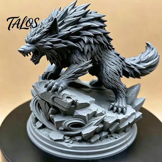 3D Printed Wolf Statue, Howling Wolf Figurine, Wild Wolf on Rock Sculpture, Collectible Animal Ornament for Home Office Desk