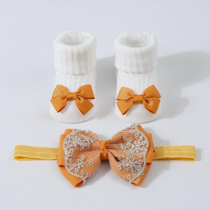 Baby Strick Socken Kopfbedeckung Prinzessinnen Stil Baby Mädchen Stirnband Socken Modische Haaraccessoires für Säuglinge & Babys